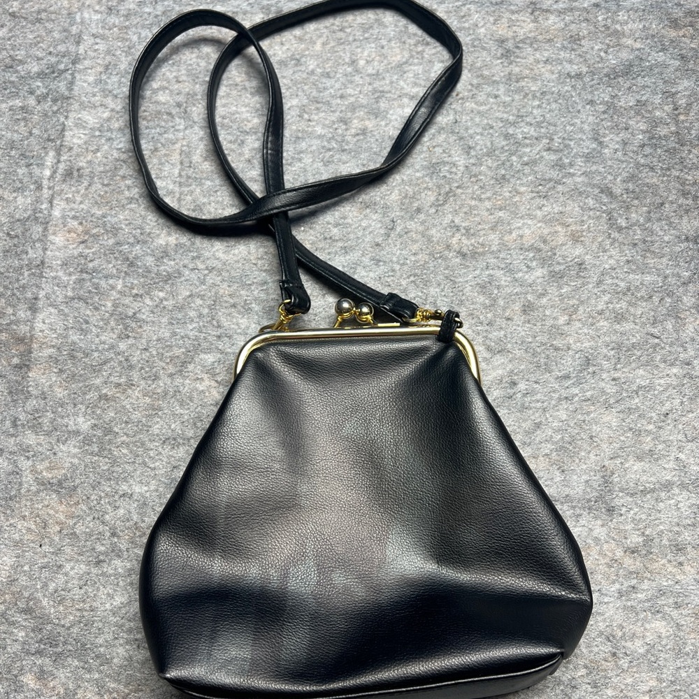 Laura Scott Black Crossbody Bag with Gold Accents